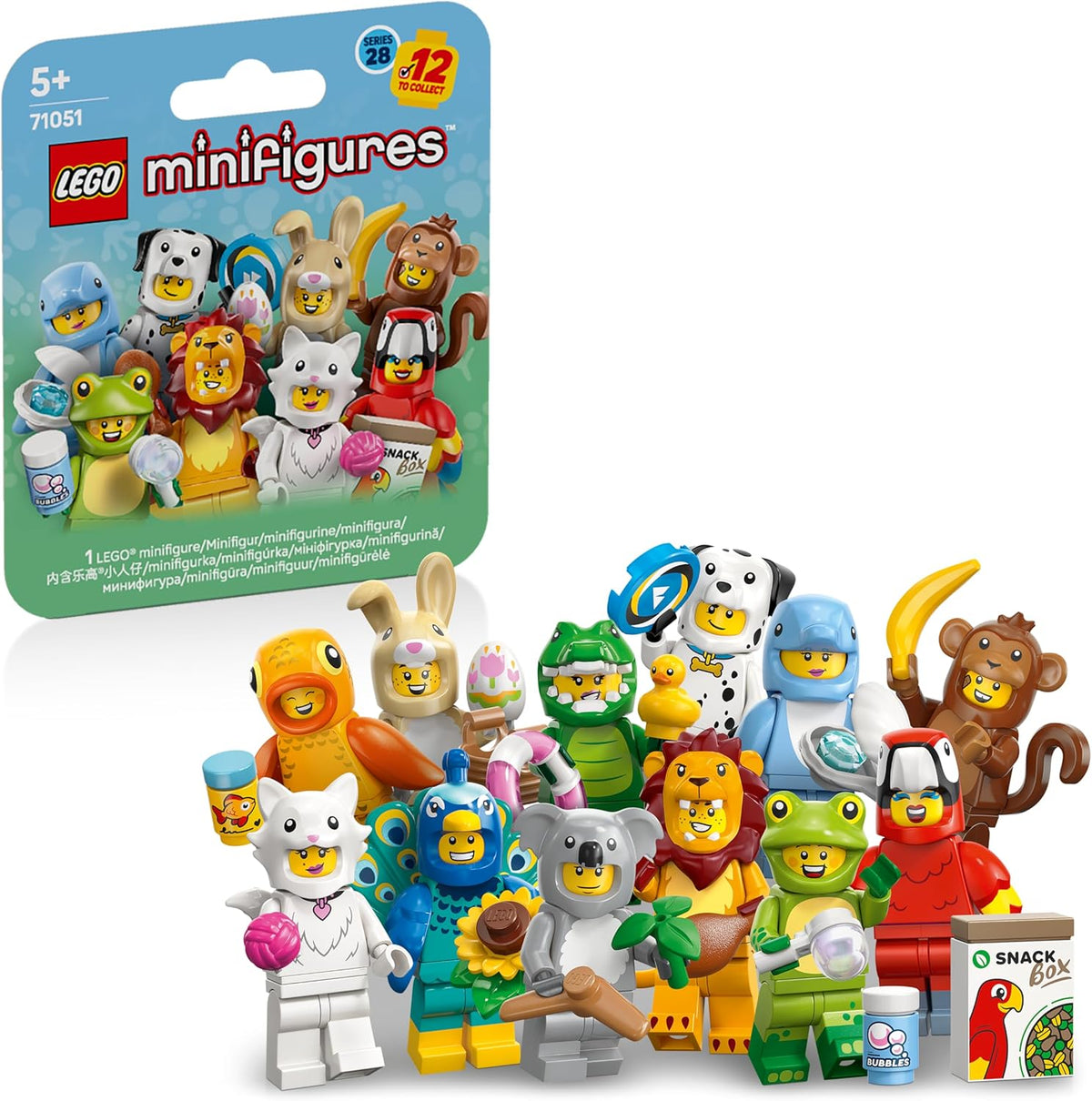 LEGO Minifigures Animal Series 28 - Blind Box - Get 1 of 12 Collectible Toys - Figures incl. Lion, Bunny, Cat & Dolphin - Party Bag Fillers for 5+ Year Old Boys & Girls - 71051 – image 1