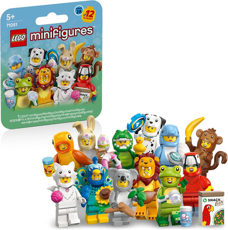 LEGO Minifigures Animal Series 28 - Blind Box - Get 1 of 12 Collectible Toys - Figures incl. Lion, Bunny, Cat & Dolphin - Party Bag Fillers for 5+ Year Old Boys & Girls - 71051