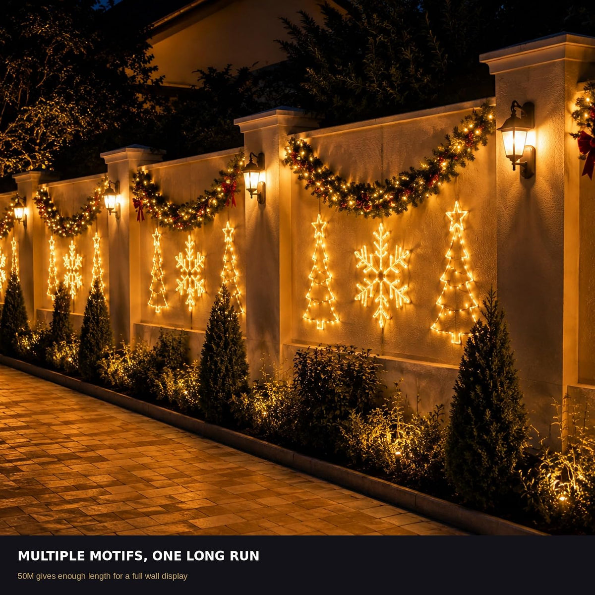 Christmas Lights,50M 500 LED Christmas Tree Lights, Warm White String Lights, 8 Lighting Modes, Christmas Decorations for Bedroom, Gardens, Balcony, Wedding and Party,Diwali, – image 8