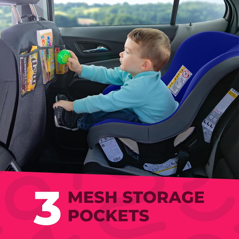 Azonee 2-Pack Car Seat Protect Pads for Child Kick Prevention, Car Seat Kick Mat Heavy Duty Car Back Seat Cover for Kids, Multipurpose Back Seat Car Organizer for Kids, Waterproof