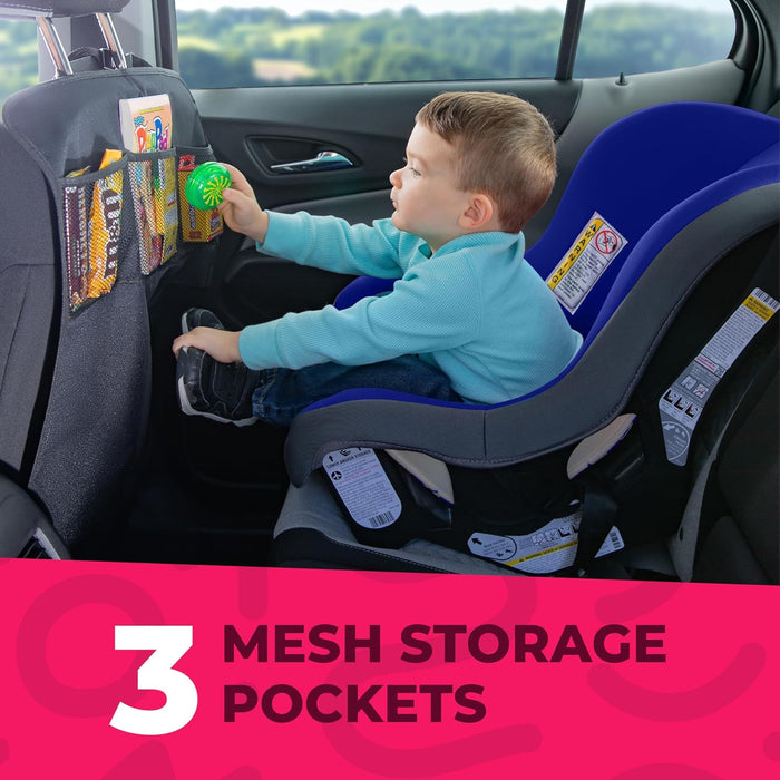 Azonee 2-Pack Car Seat Protect Pads for Child Kick Prevention, Car Seat Kick Mat Heavy Duty Car Back Seat Cover for Kids, Multipurpose Back Seat Car Organizer for Kids, Waterproof