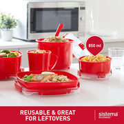 Sistema Microwave Egg Cooker and Poacher with Steam Release Vent, Dishwasher Safe, 9.16-Ounce, Red