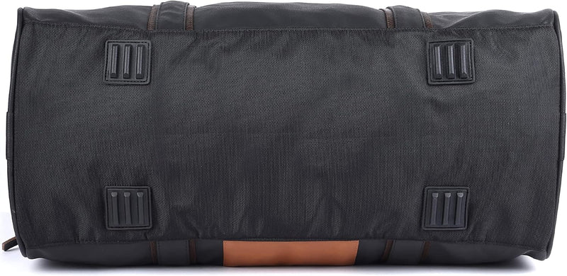 Vintage Faux-Leather 26L Medium Water Resistant Travel Duffle Bag/Gym Bag/Sports Duffle for Men/Women (Black)