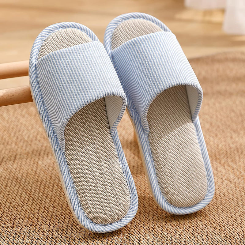 JIJIe Slippers for Women Men Linen Slippers Open Toe House Shoes Summer Sandals for Indoor Outdoor Bedroom