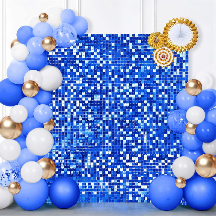 LuoluoHouse Shimmer Wall Panel Sequin Backdrop Panels 12 Packs-Iridescent Silver Backdrop for Graduation Anniversary Backdrop Wall Backdrops Engagement Decoration