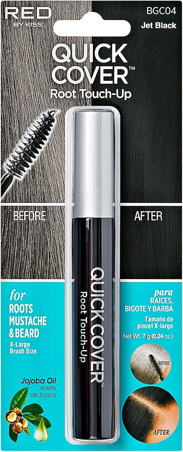 Kiss Quick Cover Gray Hair Touch Up Dark Brown X-Large 7g - deep black