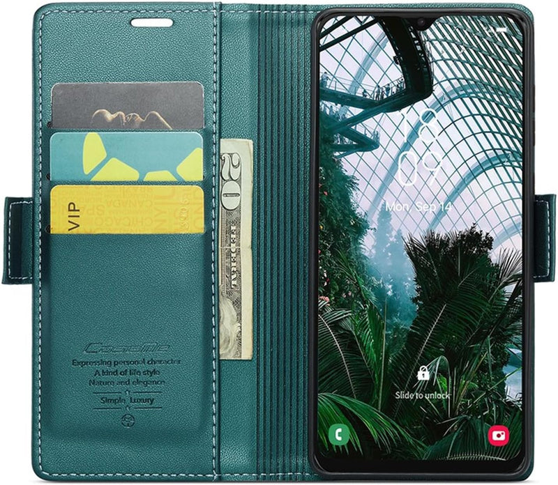 For Samsung Galaxy A30s / A50 / A50s Leather Case RFID Blocking 3 Card Slot Mobile Cover - Green