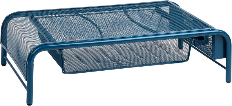 Mind Reader 2Meshmon-Blk Metal Mesh Stand And Desk Organizer With Drawer, Monitor Riser, Black-2 Pack - Turquoise Organizer