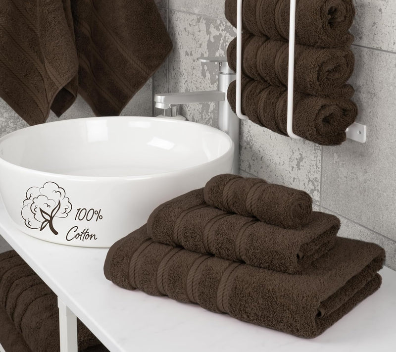 American Soft Linen GMSD 6-Piece 100% Turkish Genuine Cotton Premium & Luxury Towel Set for Bathroom & Kitchen, 2 Bath Towels, 2 Hand Towels & 2 Washcloths [Worth $72.95] - Rockridge Grey