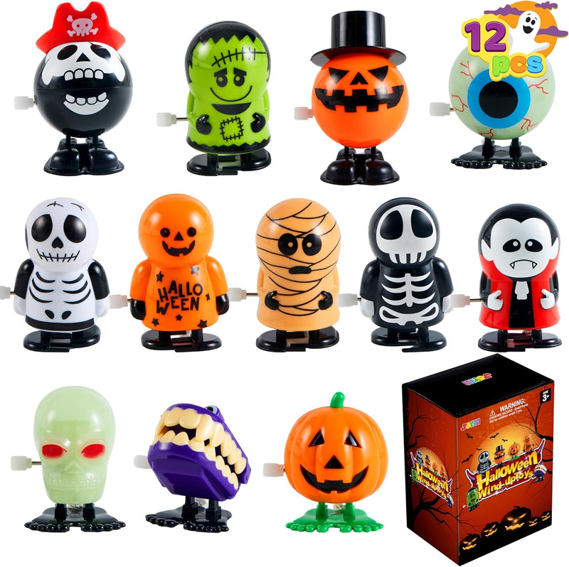 JOYIN 12 PCS Halloween Wind Up Toy Assortments for Halloween Party Favor, Halloween Toys for Kids, Goody Bag Filler,Treat Bag Stuffers
