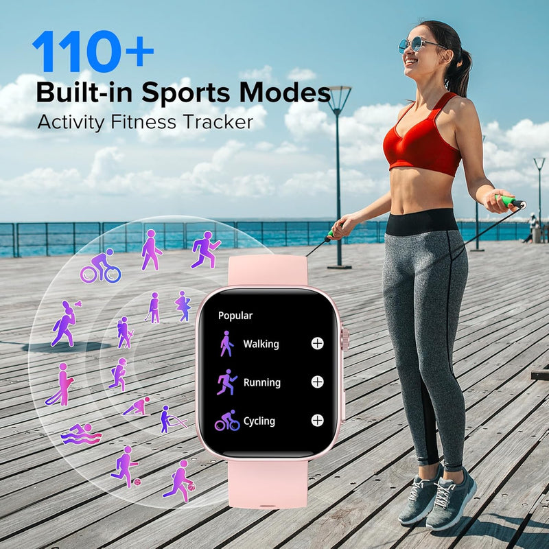 BRIBEJAT Smart Watch for Men Women (Make/Answer Call), HD 2.01'' Smartwatch Waterproof, Fitness Tracker Pedometer SpO2/Heart Rate/Sleep Monitor, Compatible with iPhone Samsung Huawei Android Phone