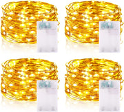 Fairy Lights Battery with Timer, 5m 50 LED Micro Wire Fairy String Lights with Timer Indoor Outdoor Lighting, Bedroom, Wedding Decor, Birthday Party Decoration (4 Packs, Warm White) - Warm White 4 Packs