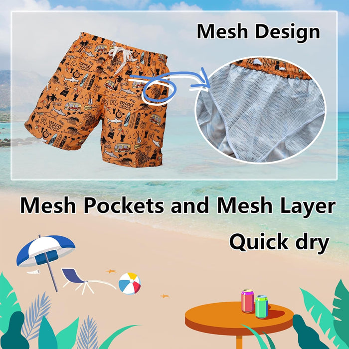 Sun Ora Men's Swim Trunks Quick Dry Swimming Shorts,Mesh Layer Swim Suit Beach Surfing Shorts with Mesh Pockets