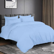 Premium 100% Egyptian Cotton Duvet Cover King 260x240cm with 2 Pillowcases, 300TC Percale Weave, Soft & Comfy Luxurious Hotel Quality Comforter Cover, All Season Bedding Set (White, King) - Blue King