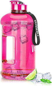 Water Bottle with Handle Portable Large Plastic Water Bottles for Adults BPA-free Half Gallon Water Bottle Reusable 2 Liter Water Jugs for Outdoor Hiking Fitness Travel Camping Cycling - Pink