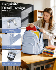 WEPOET Backpack Women Men School Backpack Large with Many Compartments Waterproof Backpack Lightweight for School Backpack Teenager Daypacks Backpack for Boys Girls, A4 blue, Rucksack Backpacks