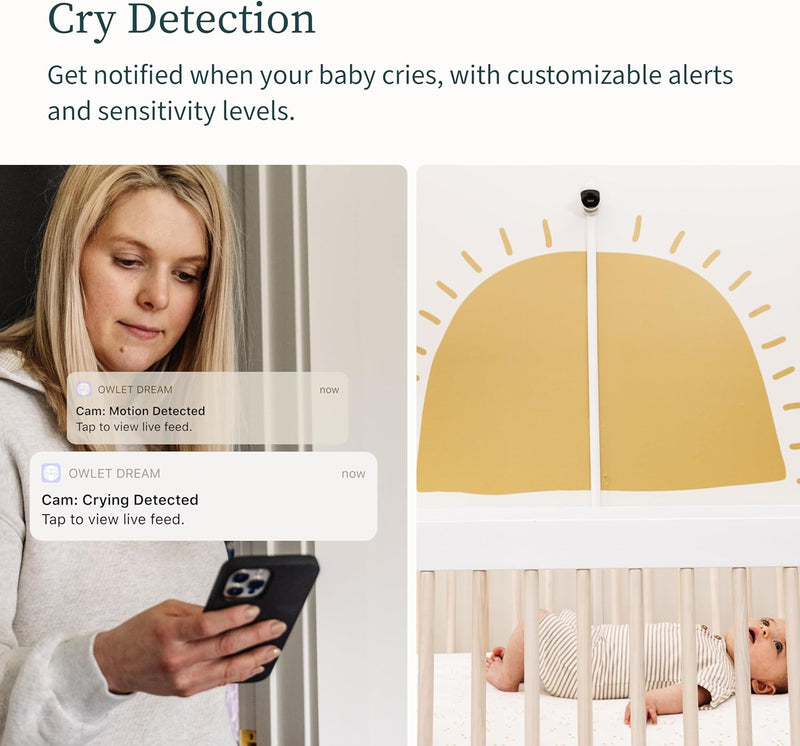 Owlet Cam 2 - Smart Baby Monitor Camera - Stream Secure HD Video and Audio with Night Vision, 4X Zoom, Wide Angle View and Sound, Motion and Cry Notifications - White