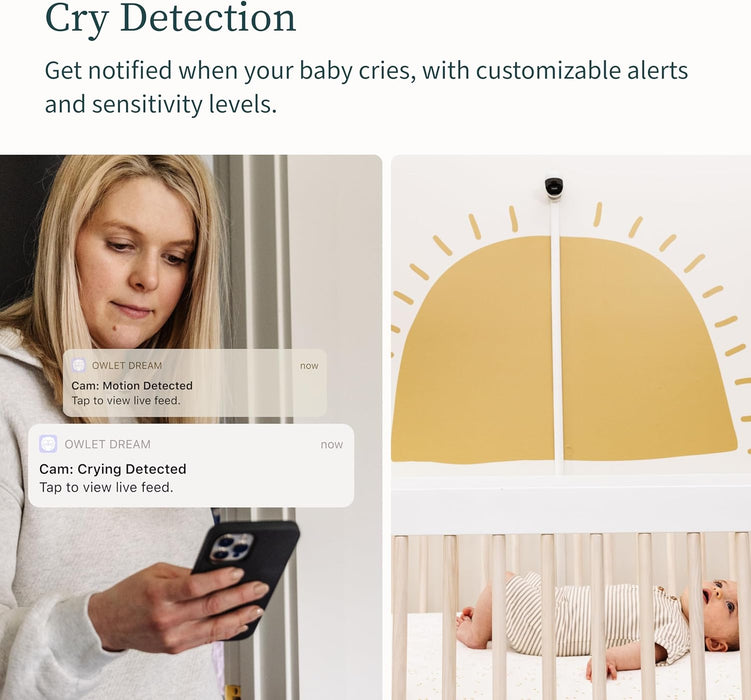 Owlet Cam 2 - Smart Baby Monitor Camera - Stream Secure HD Video and Audio with Night Vision, 4X Zoom, Wide Angle View and Sound, Motion and Cry Notifications - White