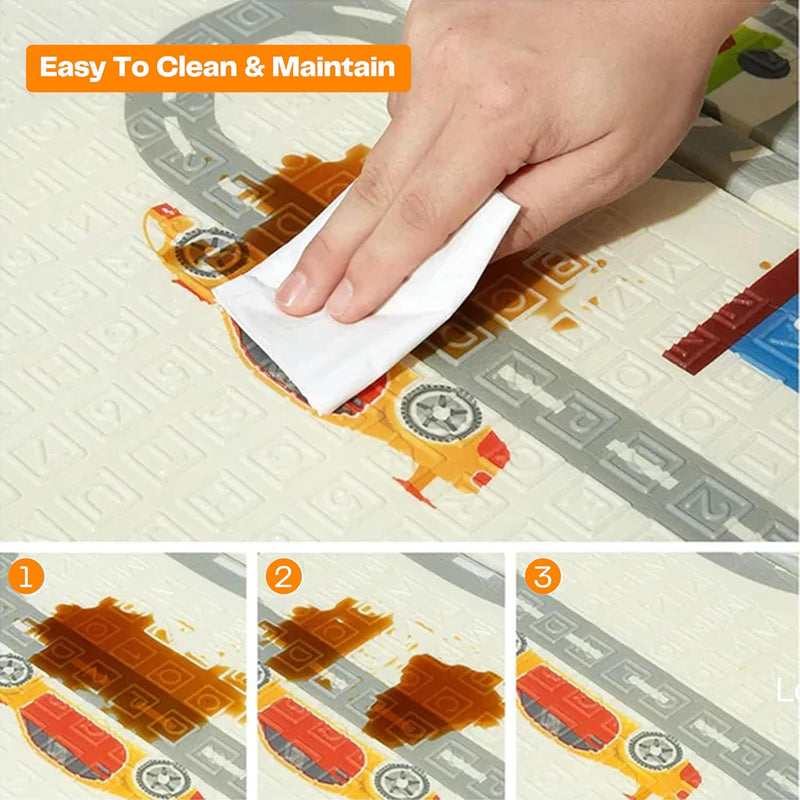 Baby Play Mat Foldable - 71x59 Baby Play Mat, Reversible Bear Playmat, Non-Slip & Wipeable Baby Crawling Mat, Playpen Mat for Indoor & Outdoor, 71x59 Playpen Mat for Floor Play,Extra Thick & Non-Toxic