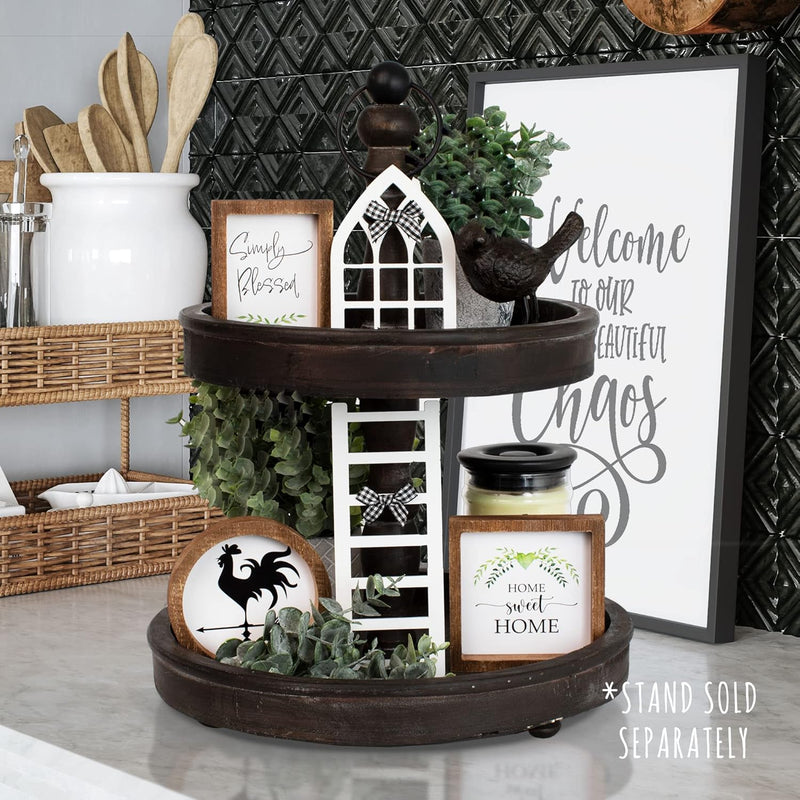 KIBAGA The Ultimate Farmhouse Tiered Tray Decor Set - Beautiful Year Round Seasonal & Fall Holiday Decoration Bundle - The Perfect Lemon and Summer Centerpiece Design for Home & Kitchen Decor