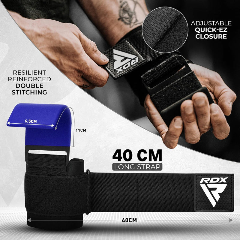 RDX Weight Lifting Hooks Straps Pair, Neoprene Padded Wrist Wrap Support Non Slip Rubber Coated Grip Deadlift Powerlifting Chin Pull Up Exercise Fitness Gym Workout Men Women