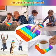 Coolbaby Push Bubbles Pop Fidget Sensory Toy,A Loud Side And A Quiet To Pop, Autism Adhd Special Needs Stress Reliever Silicone Squeeze Toy, ,RainbowStyle2