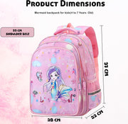 Backpack for Kids Girls, Sturdy and Water-Resistant, Ideal Backpack for 4-7 Year Young Boys and Girls, Great for Birthdays & Diwali Gifts - Magical Mermaid