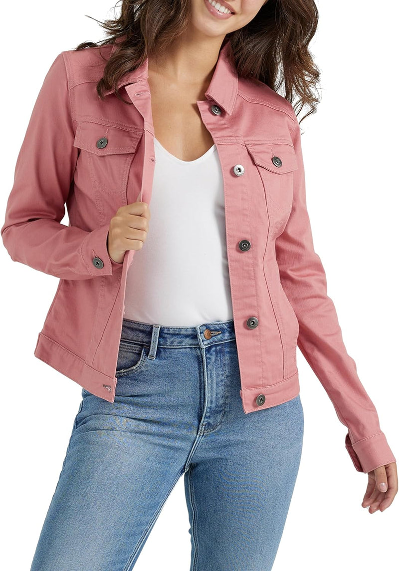 Women's Stretch Denim Jacket - Dusty Rose