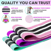 Fabric Resistance Bands for Working Out - 5 Booty Bands for Women and Men, Best Exercise Band Workout Bands for Workout Legs Butt Glute Hip - Gym Loop Fitness Bands Set for Home with Training Guide - Pink, Purple, Aqua, Black