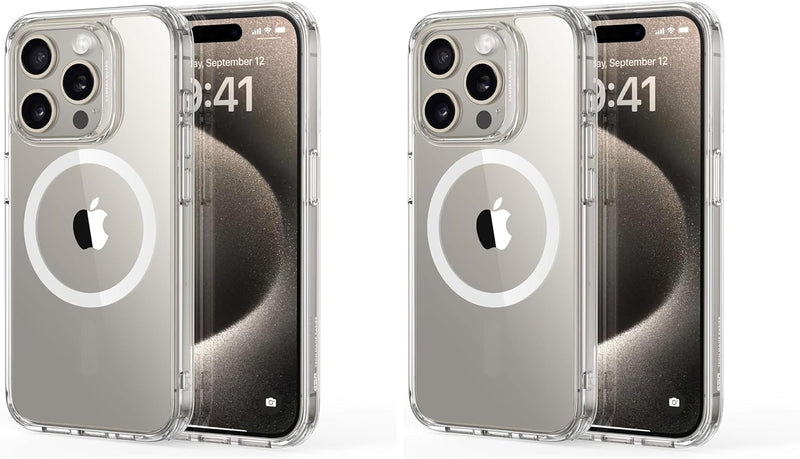 ESR for iPhone 15 Pro Max Case, Compatible with MagSafe, Military-Grade Protection, Yellowing Resistant, Scratch-Resistant Back, Magnetic Phone Cover for iPhone 15 Pro Max, Classic Series, Clear - iPhone 15 Pro Max (Pack of 2) A-Clear