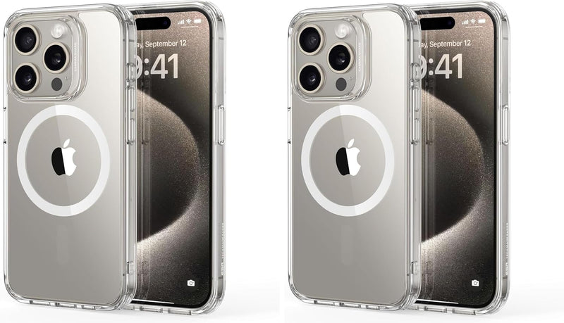 ESR for iPhone 17 Pro Max Case, Camera Control Cover, Compatible with MagSafe Accessories, TPU, Military-Grade Drop Protection, Shock-Absorbing Air Guard Corners, Hybrid Series, Clear - iPhone 15 Pro Max (Pack of 2) A-Clear