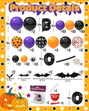 Halloween Decor Balloon, 126 PCS Halloween Balloon Garland Arch Kit, Eye Balloons with Spider Web, Bats, Purple, Orange, Black Balloons for Halloweens Birthday Party Supplies Decorations