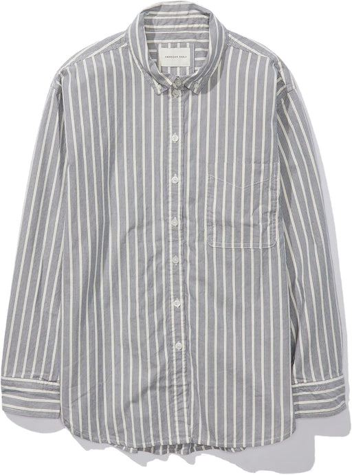 Women Oversized Oxford Button-Up Shirt - Navy