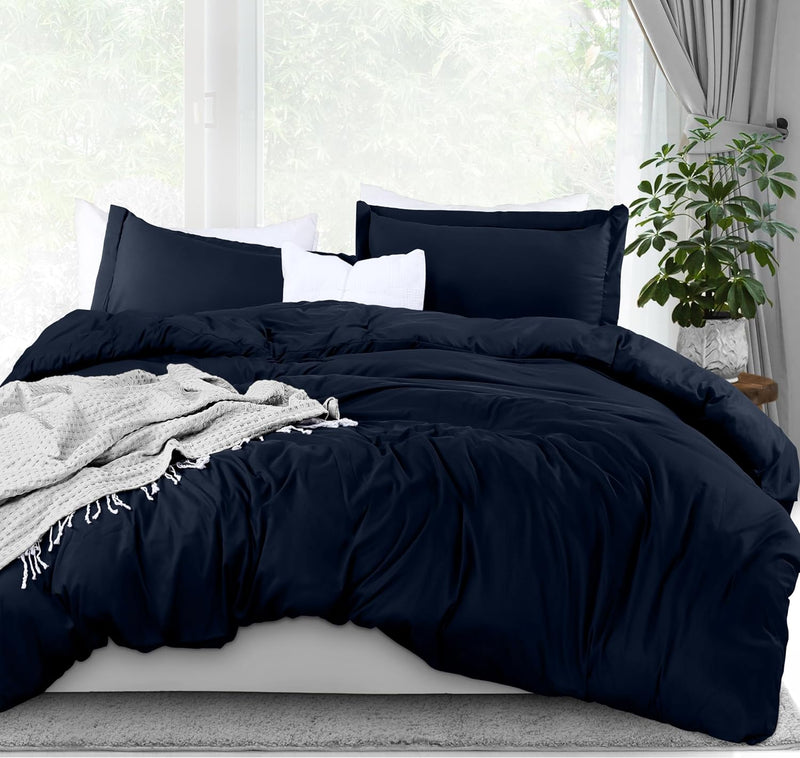 Utopia Bedding Duvet Cover Twin Size Set - 1 Duvet Cover with 1 Pillow Sham - 2 Pieces Comforter Cover with Zipper Closure - Ultra Soft Brushed Microfiber, 68 X 90 Inches (Twin/Twin XL, White) - King Navy