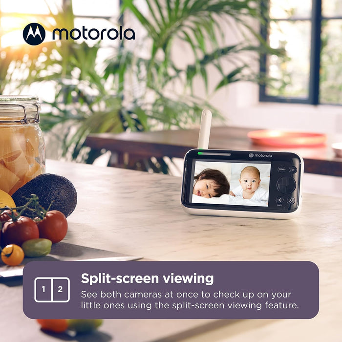 Motorola Nursery PIP1610 - Two 5" Display HD Camera Baby Monitors W/ 2-Way Audio, WiFi, App Connectivity, & 1000 FT Range - Wall Mount W/Remote Pan/Tilt/Zoom, Room Temp, & Lullabies