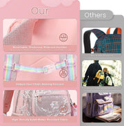 Girls Backpack for Kids Bookbag Teens Girls Elementary School Bags Cute Student School Backpack Toddler Backpack Lightweight Waterproof Bag for Child - Pink