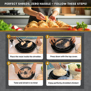 Chicken shredder tool twist large 11.8 meat shredder tool twist for quick chicken breast shredding - With Non-Slip Pads & Suction Cups, Dishwasher Safe Kitchen Tool with Tongs & Soap Brush