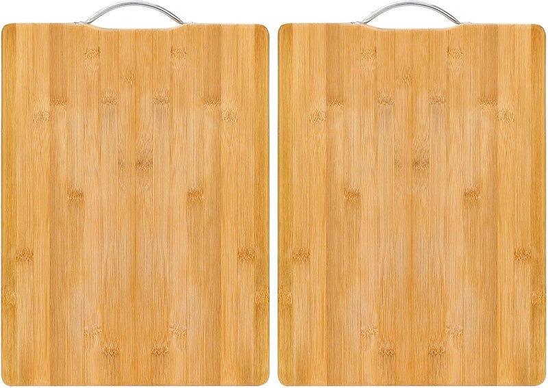 MOMENT Bamboo Cutting Boards for Kitchen, Extra Large Wood Cutting Board with Deep Juice Groove and Handle Heavy Duty Chopping board, 36 x 26cm - 40L x 30W cm (Pack of 2)