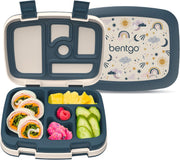 Bentgo Kids Prints Leak-Proof, 5-Compartment Bento-Style Kids Lunch Box - Ideal Portion Sizes for Ages 3 to 7 - BPA-Free, Dishwasher Safe, Food-Safe Materials (Dino Fossils) - Friendly Skies