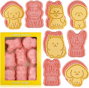 Sakolla (Set of 8) Christmas Cookie Cutters with Plunger Stamps Set, Gingerbread Boy/Girl Snowman Santa Claus Snowflake Christmas Tree Reindeer Cookie Cutters - Dog Cookie Cutters With Plunger Stamps