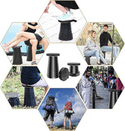 SKY-TOUCH Portable Telescopic folding Camping Stool,Load 400lbs, Retractable Adjustable Height Collapsible Stool, Lightweight Plastic Stool Indoor Outdoors Camping Hiking Travel BBQ Fishing (Black)