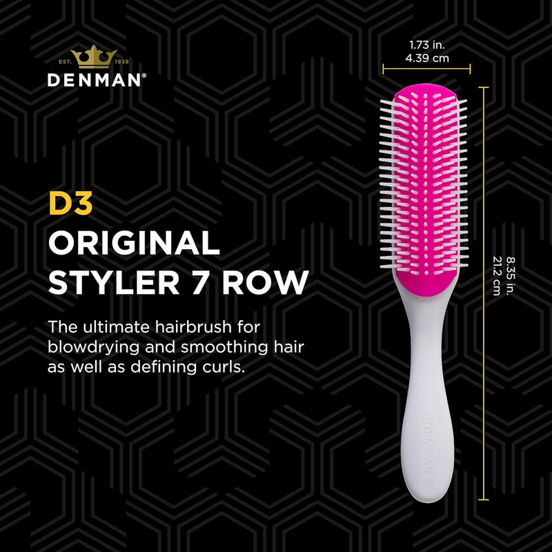Denman Classic Styling Brush 7 Rows - D3 - Hair Brush for Blow-Drying & Styling â€“ Detangling, Separating, Shaping & Defining Curls