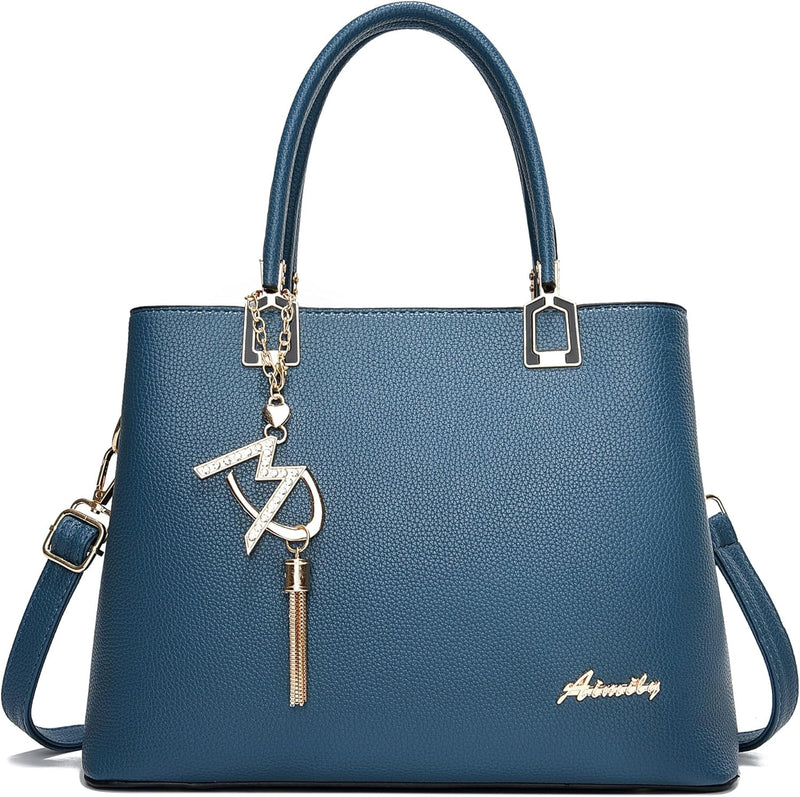 Womens Purses and Handbags Shoulder Bags Ladies Designer Top Handle Satchel Tote Bag - Liz Blue