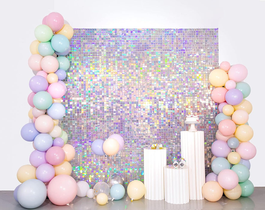 Kate Shimmer Wall Panels Sequins Wall Bright Silve Sequins Background Party Panels for Party Decoration 12 Pieces