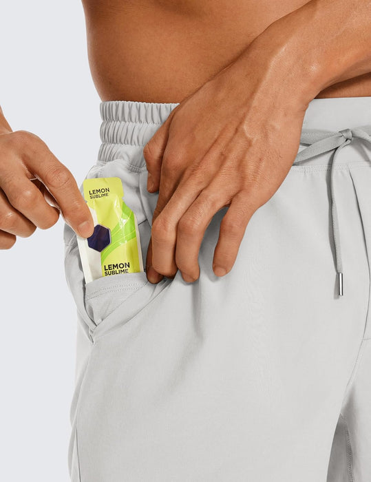 CRZ YOGA Men's Linerless Workout Shorts - 5'' Lightweight Quick Dry Running Sports Athletic Gym Shorts with Pockets