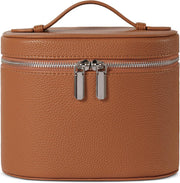 Makeup Bag Travel Makeup Bag with Compartments and Handle Portable Toiletry Bag for Women - brown