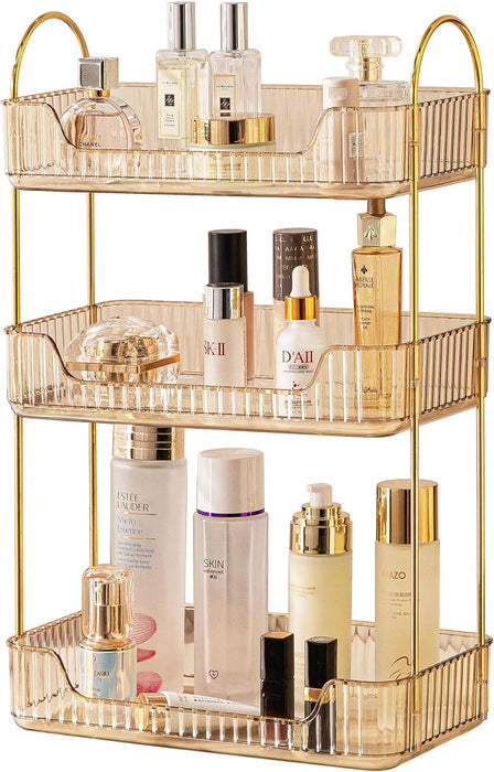 Makeup Organizer, Large Makeup Display Case, Waterproof and Dustproof Cosmetics Storage Display Box Case, Great for Bathroom (white)