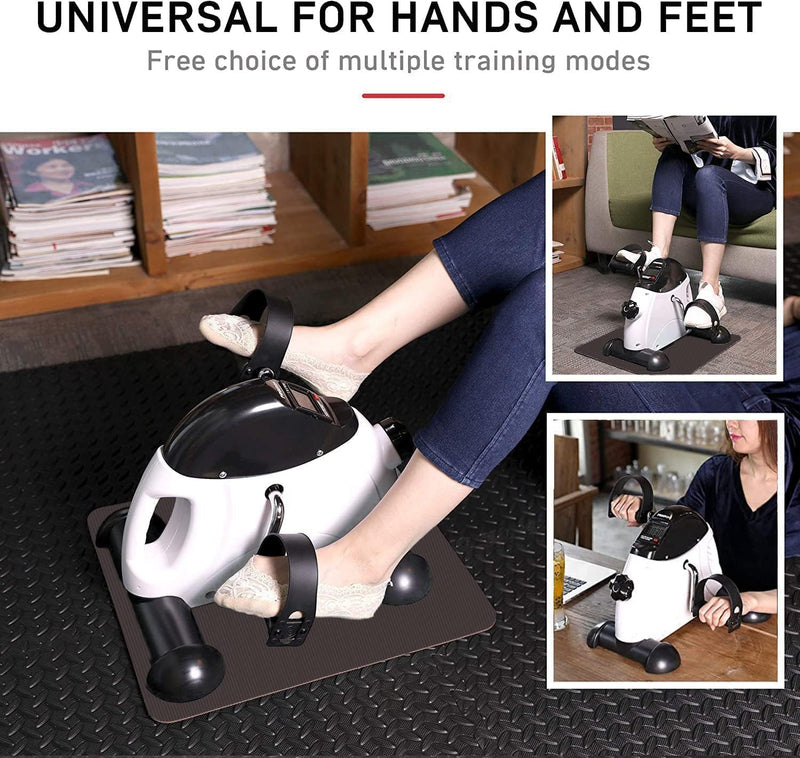 Pedal Exerciser with Digital Display, Mini Exercise Bike Pedal Sit Down, Desk Cycle Leg Arm Foot, Small Equipment for Home, Office, Elderly, Rehabilitation