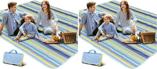 SKY-TOUCH Fortable Picnic Blanket, Waterproof Beach Blanket, Waterproof Picnic Blanket, Portable Picnic Mat, Portable Beach Mat, for Outdoor Camping Family Outdoor Park Garden - 180 x 145 cm (Square) (Pack of 2)