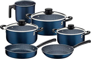Tramontina 9 Pieces Blue Aluminum Cookware Set with Interior and Exterior Starflon Max Nonstick Coating - Blue